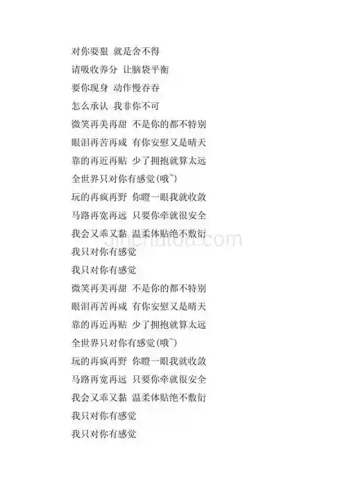 只对你有感觉歌词1docx