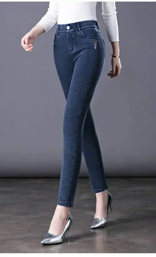 〥富贵鸟官方旗舰春秋季新款雪花牛仔裤女小脚显瘦中年妈妈打底外穿