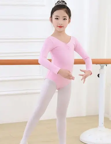 儿童舞蹈服长袖女童形体练功服夏季少儿连体服女孩考级体操跳舞服