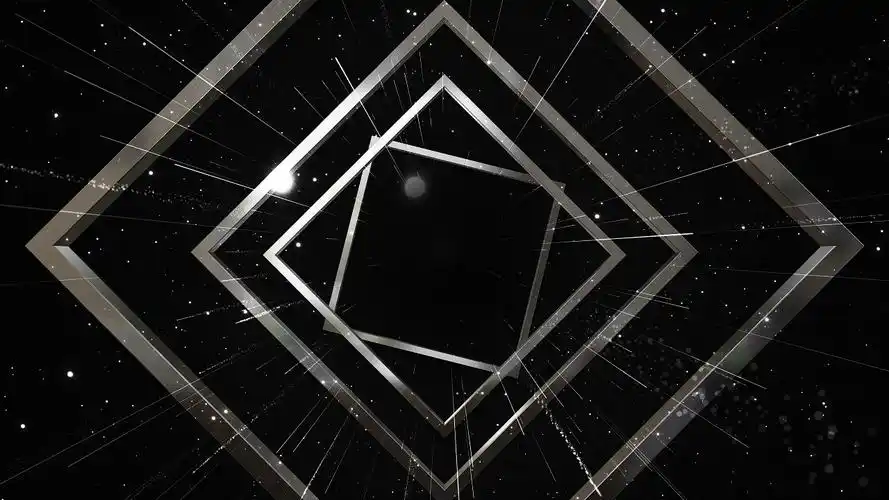 4k黑色金属框空间穿梭背景视频t台秀抽象舞蹈光效背景