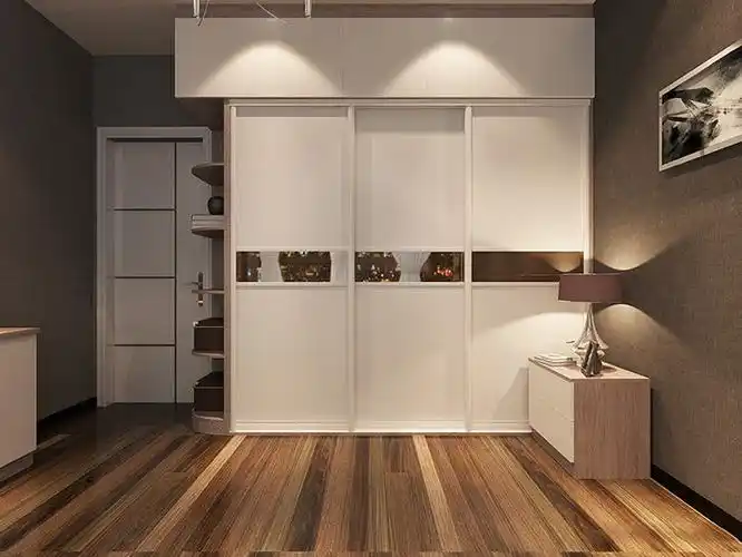 清丽自然靓婚房推拉门衣柜图片推拉门木纹衣柜效果图 简约朴素北欧