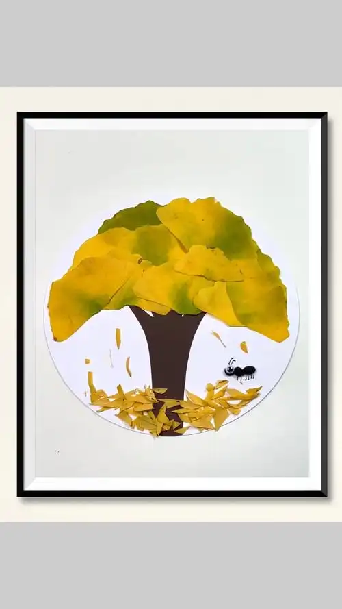 银杏叶制作树叶贴画