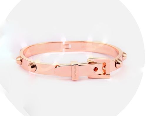 欧美mk可打开皮带扣眸钉玫瑰金手镯手环首饰品情人节情侣生日礼物