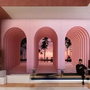 新3d立体延伸空间壁纸网红直播间背景墙墙纸换装馆拍照打卡墙壁画