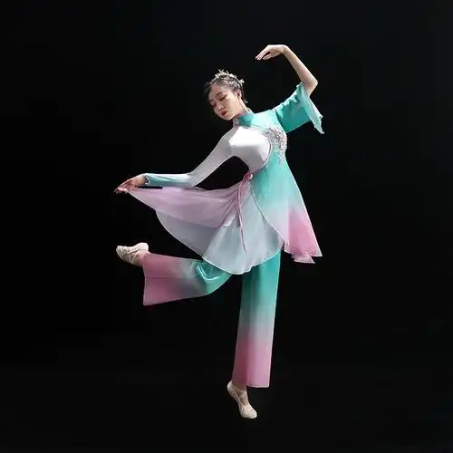 古典舞演出服女古风扇子舞蹈服装中国风伞舞艺考剧目服秧歌服成人