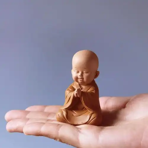 茶台摆件 茶盘摆件佛系禅意小和尚摆件迷你慧能古风茶几办公桌装饰品