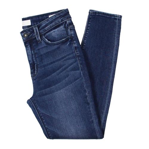 vervet女款深蓝色高腰牛仔裤|womens denim crop skinny jeans