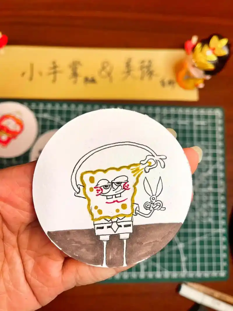 童妈想摆摊的第一天,绘画徽章制作#创意儿童美术 #手工diy - 抖音