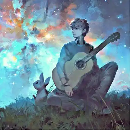 唯美吉他男生漫画头像图片