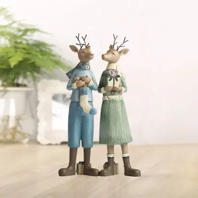 饰品 创意情侣鹿摆件欧式室内客厅家居装饰品结婚礼物摆设0316