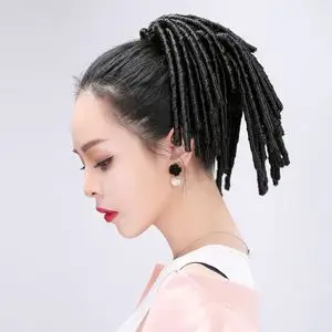 wigs2you个性女脏辫 短款嘻哈帅气马尾辫子 街舞假发发包hiphop酷