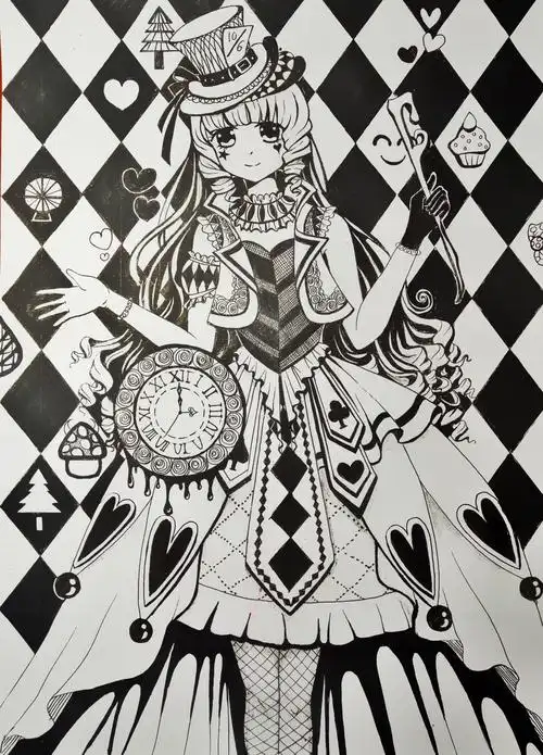 原创黑白画爱丽丝教程