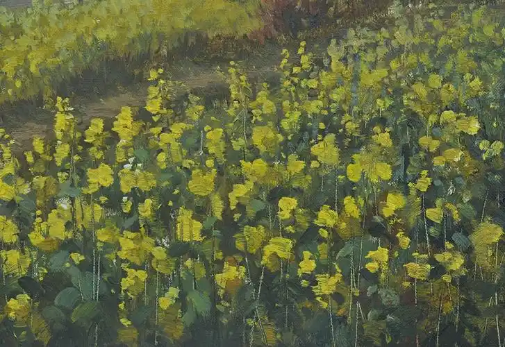 李玲姬 《山村油菜花》 布面油画