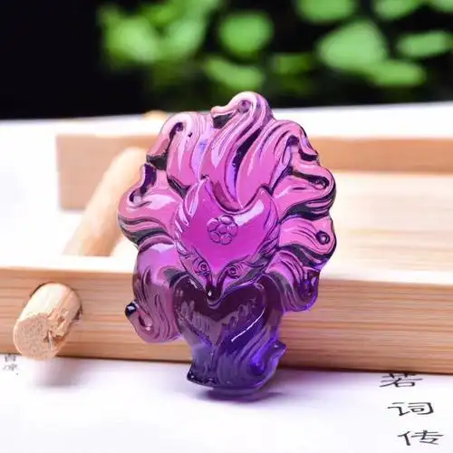 批发紫水晶九尾狐吊坠项链 旺桃花九尾狐狸仙吊坠车挂 diy 代发