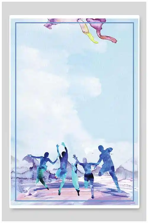 水彩简洁青春毕业季背景素材