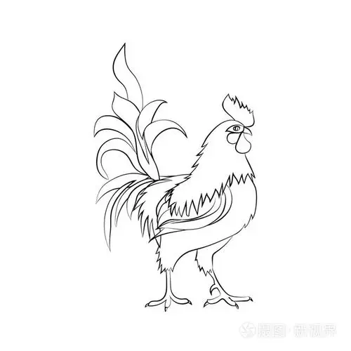 黑色素描的公鸡.中国新的一年到 2017 年