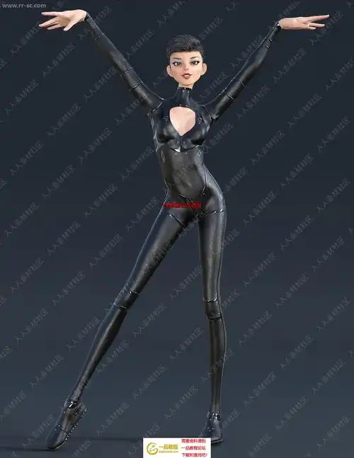 69 设计素材 69 模型贴图 69 卡通动漫人物短发特工女性多种