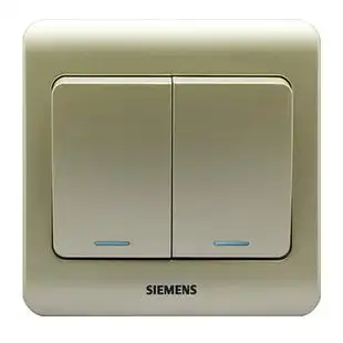 西门子双联开关面板86型远景香槟金棕双开荧光家用二开双控开关