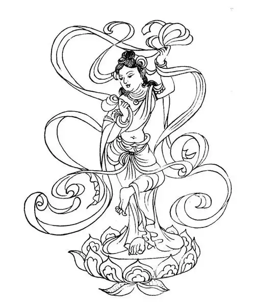 线描敦煌壁画舞姿