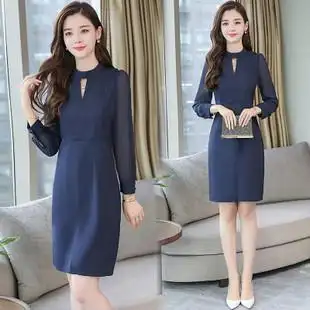 女雪纺职业连衣裙