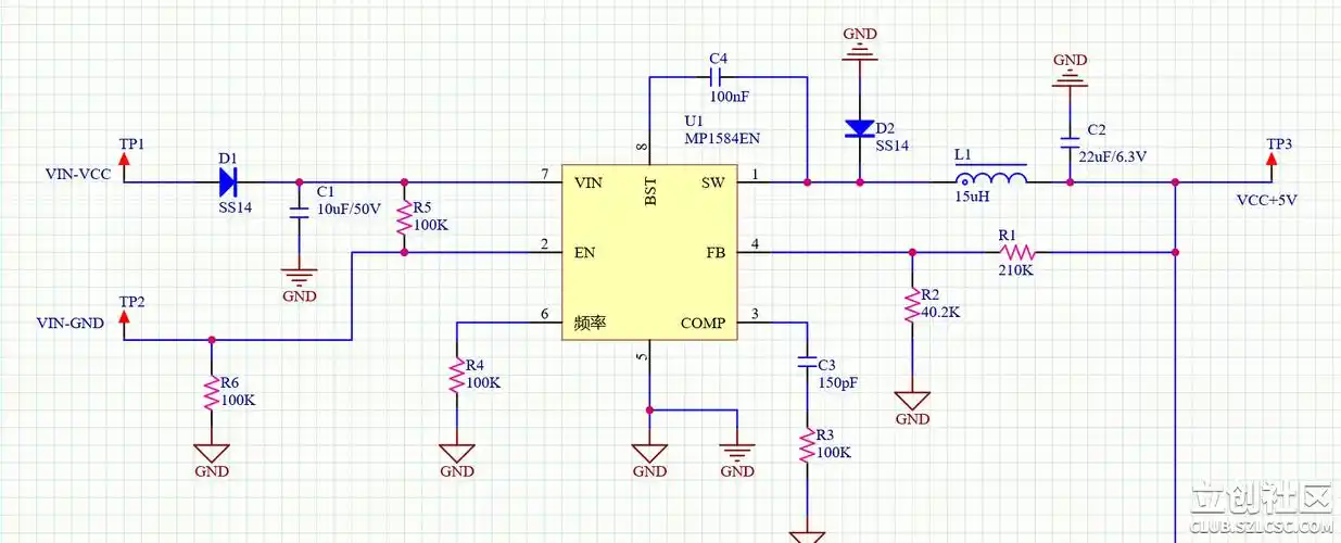 mp1584en电源芯片12v转5v会烧芯片