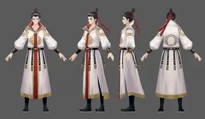 手绘卡通q版古代男子,英俊少年,白衣书生,翩翩公子哥,贵公子,皇子,富