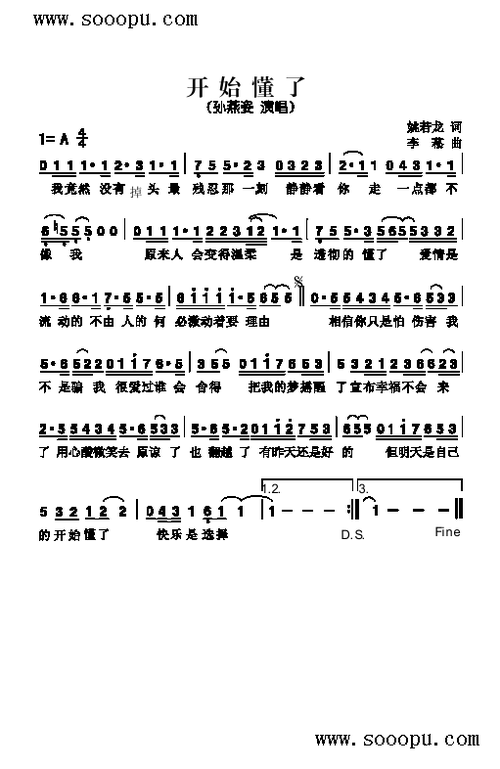 开始懂了简谱
