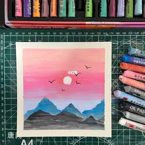 油画棒粉色天空