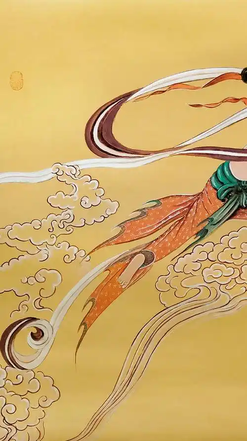 界画寒江---工笔神仙人物《吹箫飞天图》