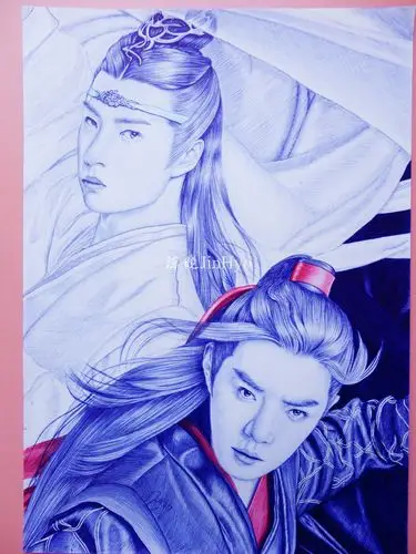 圆珠笔手绘《陈情令》肖战&王一博|纯艺术|绘画|陈晓jinhyo - 原创