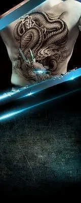 蓝黑线条人物纹身美容美发养生海报背景