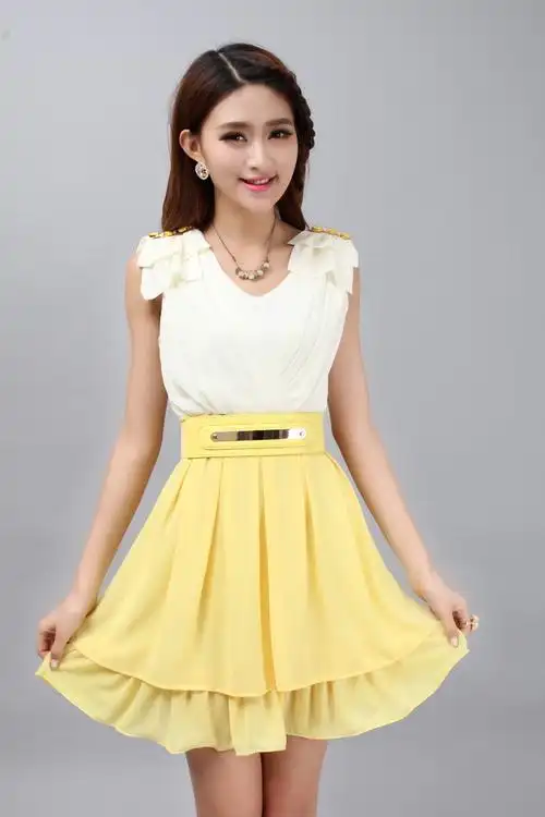 甜美无袖百搭雪纺连衣裙