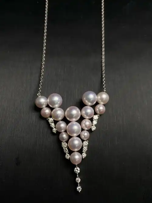 akoya极光粉珍珠项链