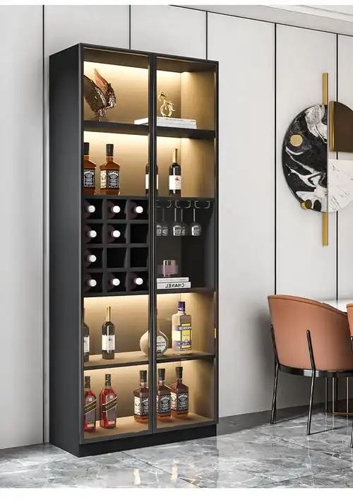 玻璃酒柜简约现代家用靠墙酒水柜轻奢客厅展示柜红酒柜储物柜如需定制