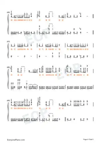 错位时空-完美版双手简谱预览4-钢琴谱文件(五线谱,双手简谱,数字谱