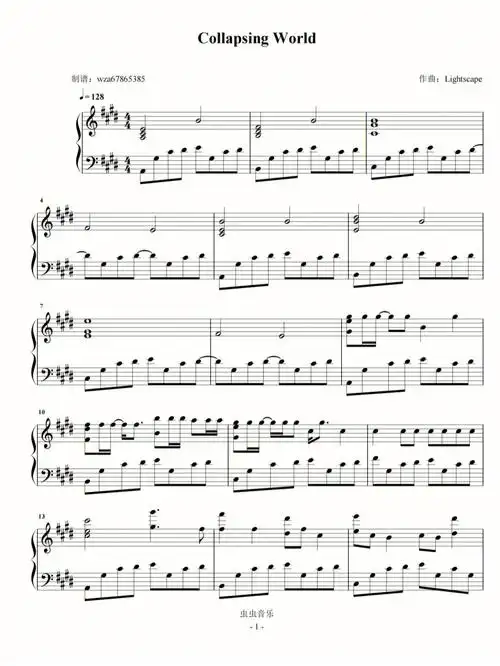 collapsingworld钢琴谱