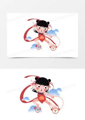 云中哪吒卡通手绘元素