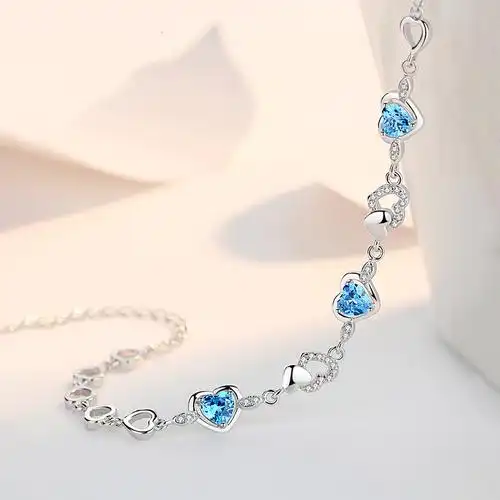 依帝魅心心相印s925纯银手链女纯银新款幸运韩版简约学生个性闺蜜银饰