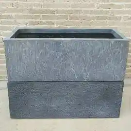 花箱石头纹花盆 创意镁泥纤维阳台种植槽别墅装饰水泥移动长方形