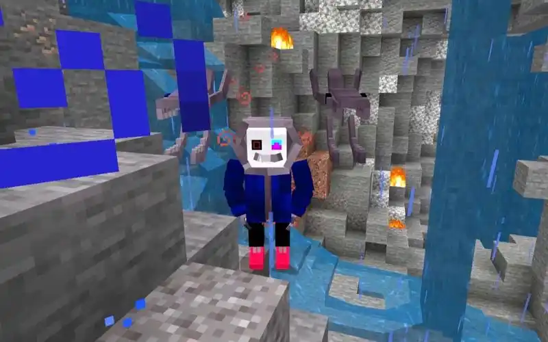 魔哒解说我的世界传说之下dust sans秒杀泰坦突变所有生物,好强