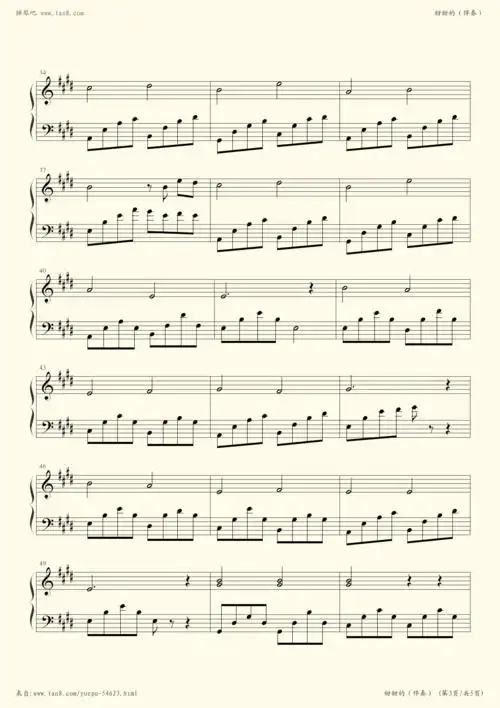 《甜甜的,钢琴谱》弹唱伴奏谱,周杰伦(五线谱 钢琴曲 指法)-弹吧|蛐蛐