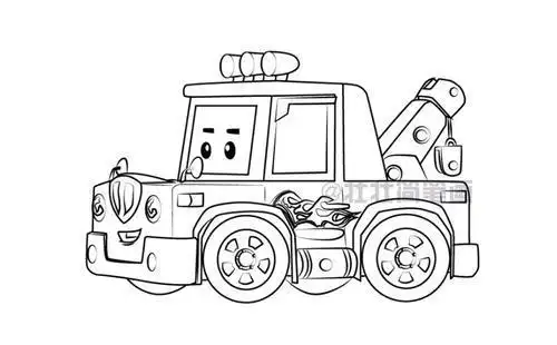 画拖车简笔画图片拖车简笔画儿童救援队的简笔画卡通矢量道路救援汽车