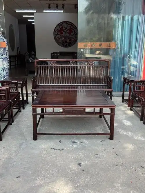 大红酸枝明式八件套 红木家具 豪宅装修 客厅沙发