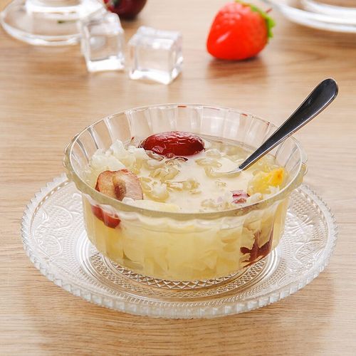 套装家用透明玻璃碗糖水点心燕窝银耳玻璃碗 小号甜品碗套装-250毫升