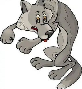 卡通画呲牙咧嘴的大灰狼