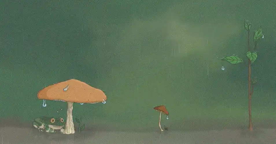 wallpaperengine蘑菇下避雨的青蛙动态壁纸