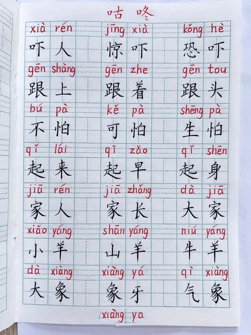 一年级语文下册《咕咚》生字组词听写 "吓"多音字: 1.