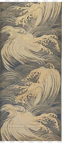 彩绘手绘河面浪花生动