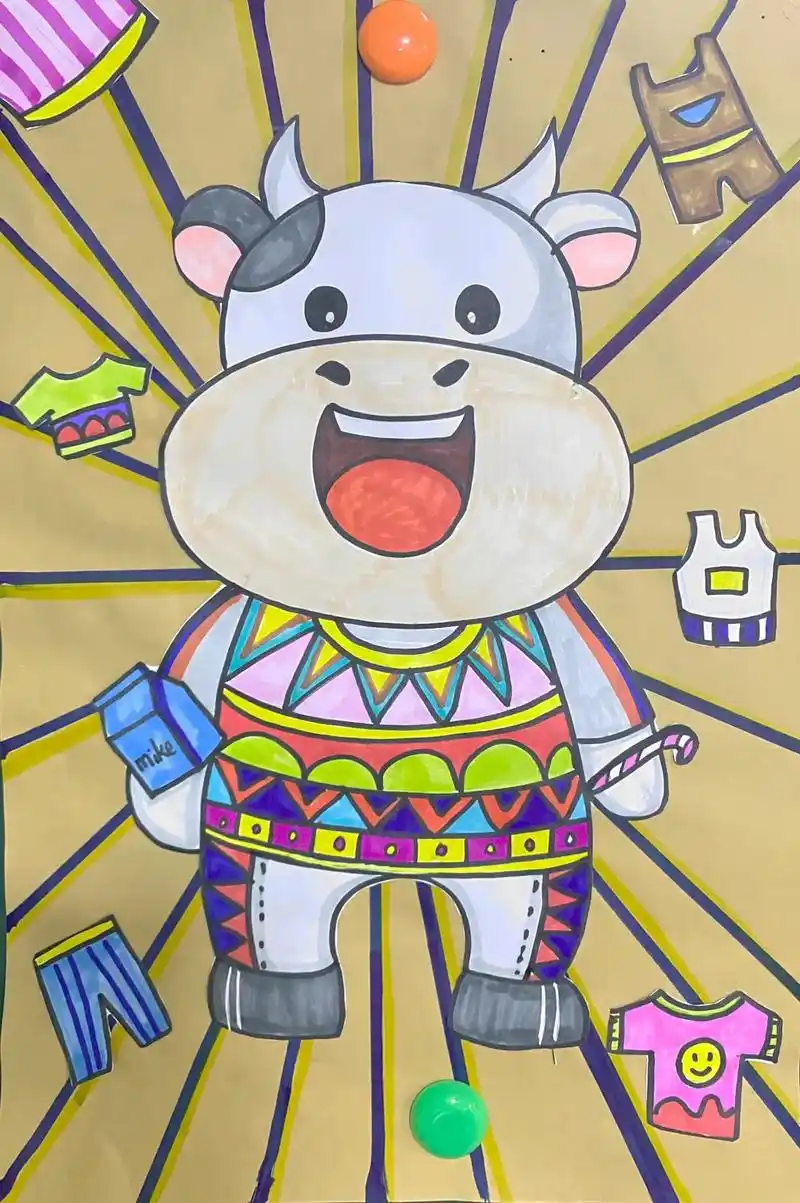 小牛的新衣分享线稿和参考图.#少儿美术教育 #一起学画画 - 抖音