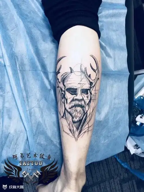 人头_纹身图案手稿图片_曹新渠的纹身作品集